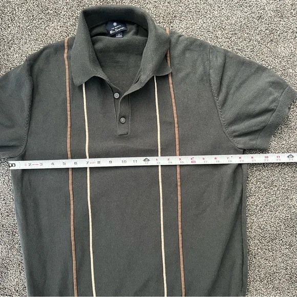 SOLD!! Ben Sherman Charcoal Polo with Brown and Cream Vertical Stripes - Picture 6 of 7